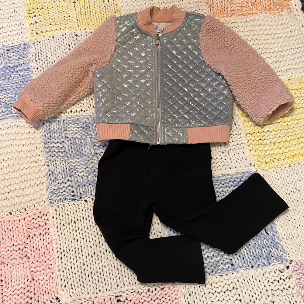 12 mo Pippa & Julie stylish quilted sweater jacket& pant! So so cute!